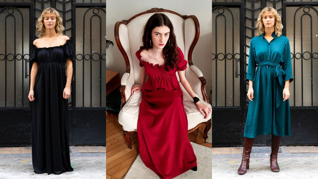 Robes - Boname Paris - Robes de style empire à taille haute ou robe fluide mi-longue ceinturée à la taille