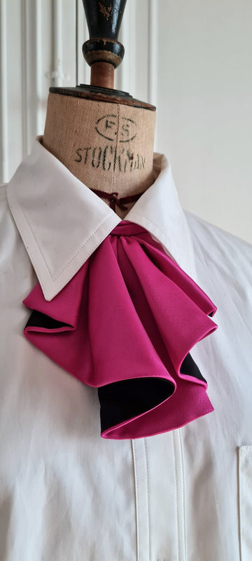 cravate-jabot réversible Cléo - collection rose et noir - Boname Paris